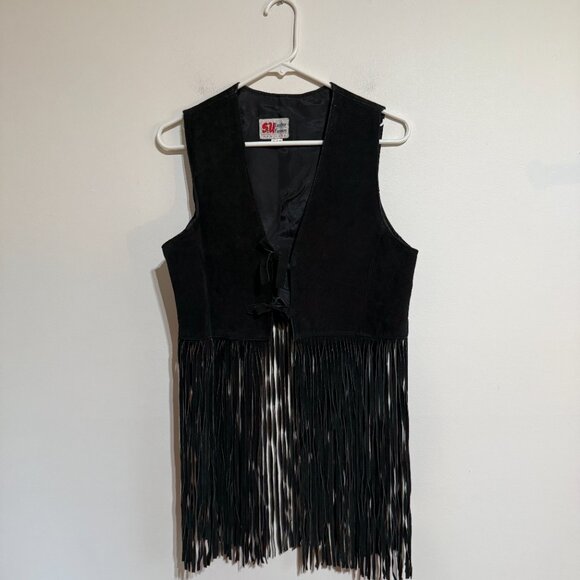 Vintage Suede Leather Vest with Long Fringe, Medium - Picture 2 of 8